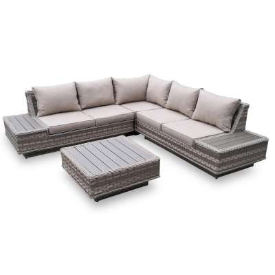 Outdoor Luxury Garden Patio Poly Rattan Corner Sofas Furniture Set  with Side Tables